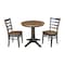 International Concepts Round 30 in Rd Top Pedestal Table, 2 Emily Chairs, Hickory/Washed Coal, 30 W, 30 L, 29.9 in H, Wood K45-30RT-27B-C617P - alternate 1